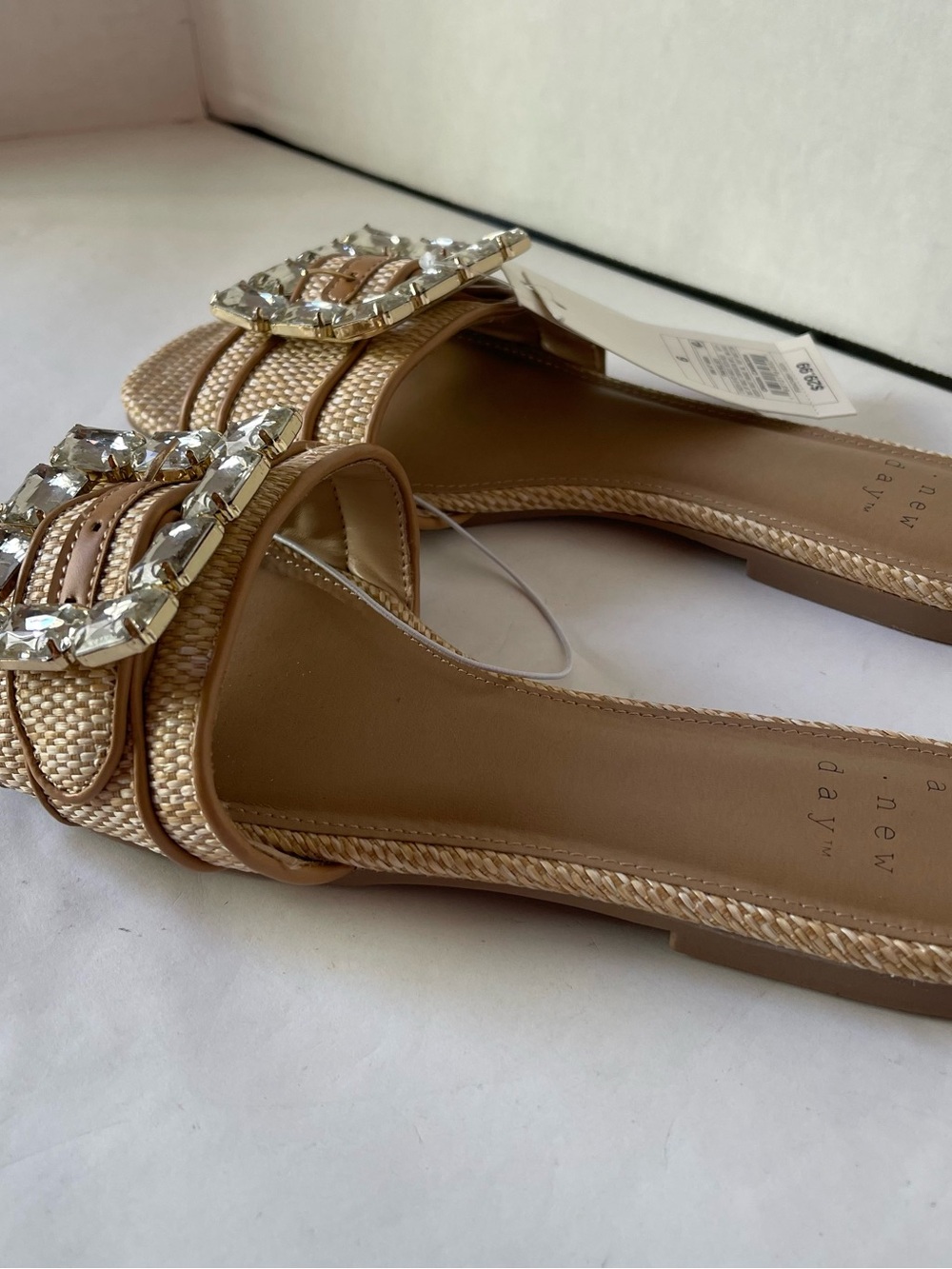 a new day Rhinestone Buckle Tan Kelsey Slide Sandals - Picture 4 of 12